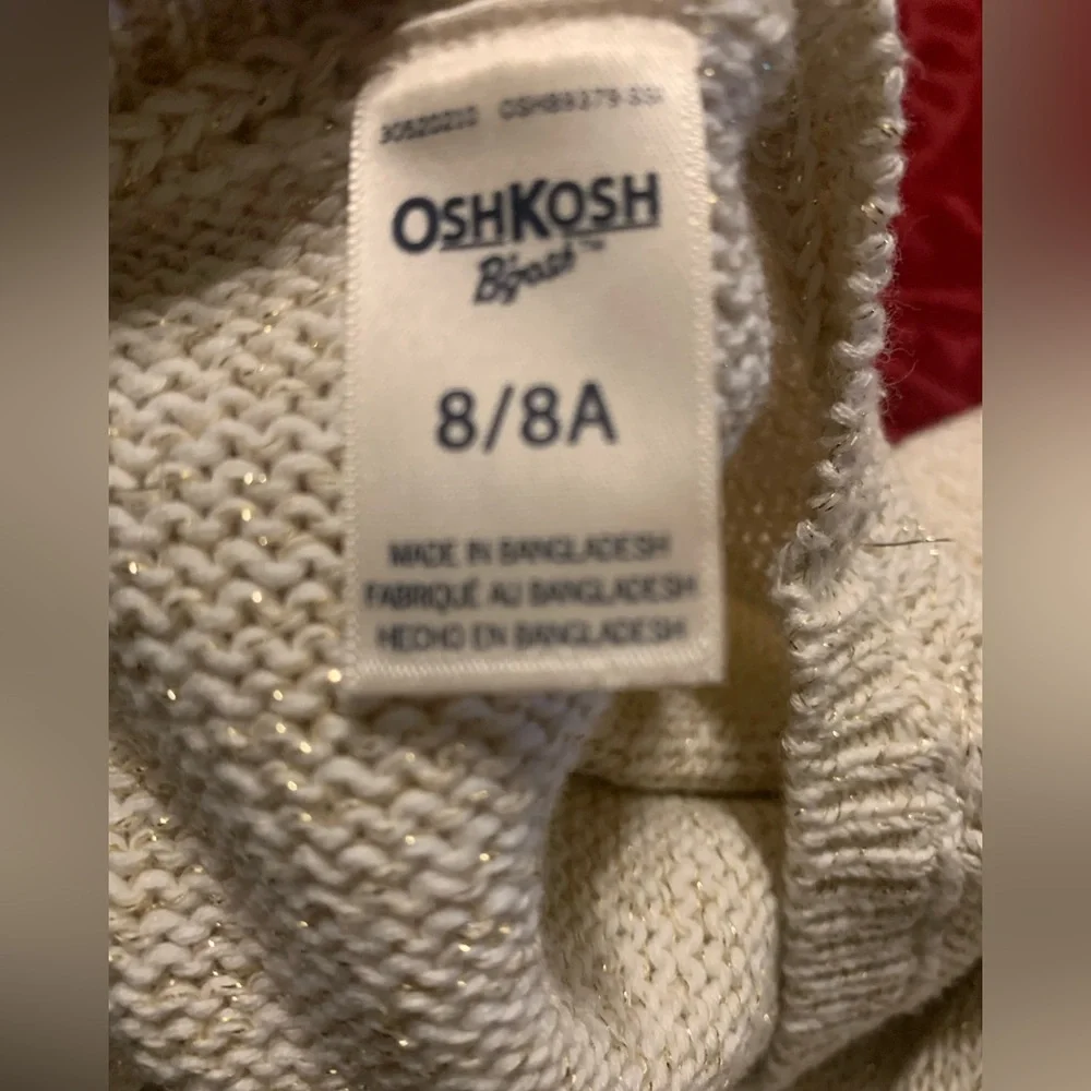 OshKosh girl B'gosh Cream Crew Neck Sweater with Modern Twist Size 8